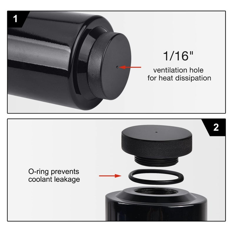EVIL ENERGY Coolant Overflow Tank, Radiator Overflow Bottle 800ml Aluminum Universal Black - Image 4
